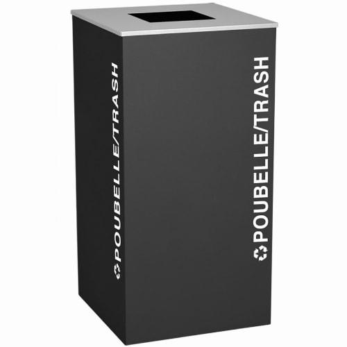 Ex-Cell Classic Kaleidoscope 24 Gallon Square Trash Receptacle, Black French / English